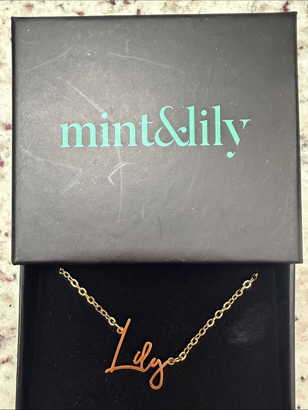 Gold 'Lily' Script Name Necklace - Gold
